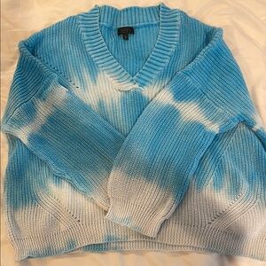 SEN Blue and White Tie-Dye Sweater